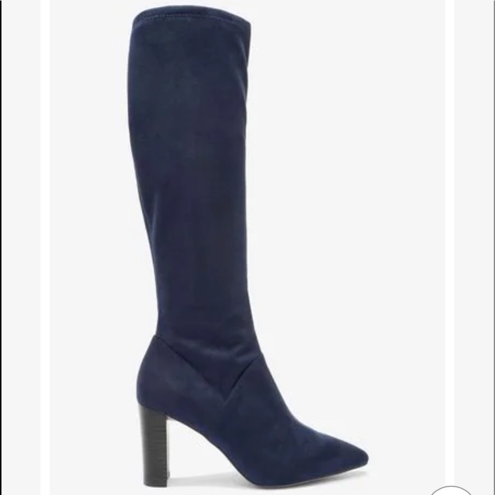 Boden Blue Pointed Toe Stretch Boots